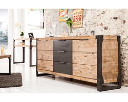 Stevig industrieel dressoir FACTORY 180cm whitewash acacia