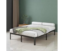 Stevig Metalen Bedframe 120x190 cm – Twijfelaar Bed met Lattenbodem, Ronde Veiligheids Hoekpoten, Geluidsarm, Opbergruimte Onder Bed, Draagkracht 500 kg – Zwart – Mobili Bella