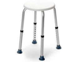 Stevige antislip douchekruk Dino - Lichtgewicht & Zithoogte in hoogte verstelbaar - Douchestoel - Badkamer Kruk Douche Stoel - Rond - Belastbaar tot 130 kg