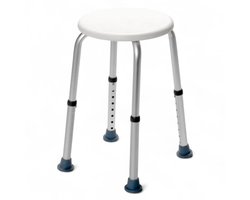 Stevige antislip douchekruk Dino - Lichtgewicht & Zithoogte in hoogte verstelbaar - Douchestoel - Badkamer Kruk Douche Stoel - Rond - Belastbaar tot 130 kg