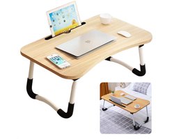 Stevige Bedtafel - Thuiswerken - Inklapbaar Schootbureau - Banktafel - Laptopstandaard - Laptoptafel - Ontbijt op Bed - 60x40 cm - Met Tablethouder en Antislip Poten
