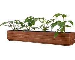 Stevige Bloembak - Notenbruin kleur hout - Fijnsparhout - 110x17x17 cm - Duurzaam - Weerbestendig Houten Bak - Tuin