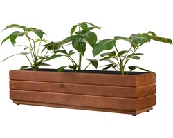 Stevige Bloembak - Notenbruin kleur hout - Fijnsparhout - 70x17x17 cm - Duurzaam - Weerbestendig Houten Bak - Tuin
