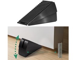 Stevige deurstopper, veertype verstelbaar, wigvormige hoge deurstopper, veiligheidsrubber, geschikt voor deurbodem, deurstopper van roestvrij staal, geschikt voor elke zware deur 12,8 x 7,6 cm (zwart)