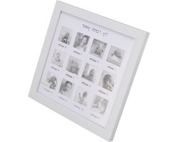 Stevige en Betrouwbare Fotolijst voor het Eerste Jaar van je Baby - 12 Maanden Aandenken met Haken en Steunvoeten - 98 x 07 Inch - Babygroei Record Collage Fotolijst voor Jongens en Meisjes