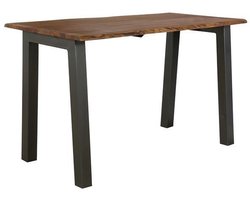 Stevige Houten Bartafel Boomstam (147cm) - Massief Acacia Houten Hoge Eettafel met Live-Edge en Boomstam Look - Hoge Tafel Voor 4 Personen met Massief Houten Tafelblad en Stevig Onderstel (147x80x92)
