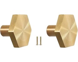 Stevige Messing Ladeknoppen met Schroeven - 2 Stuks, Hexagonvormige Knoppen voor Meubels, Deuren en Kasten, 27mm Goudkleurig