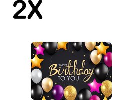 Stevige Placemat - Verjaardag - Balonnen - Happy Birthday - Set van 2 Placemats - 35x25 cm - 1 mm dik Polystyreen - Afneembaar