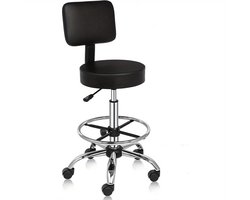 Stevige rolstoel, in hoogte verstelbare stoel, 360° draaibare stoel, professionele kappersstoel, barkruk, bureaustoel, stoel voor 136 kg, stoel voor 300 lb, stoel met voetensteun, zwarte stoel.