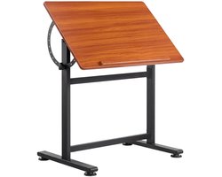 Stevige Tekentafel Verstelbaar 0°–90° – In Hoogte Verstelbaar Kantelbureau met Zwaar MDF Blad 60×90 cm, Roodbruin & Metaal – Trillingsvrij Tekenbureau voor Volwassenen, Kunstenaars & Thuiswerk