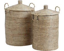 Stevige wasmandmand - Nordal - maat Medium -Mand met deksel