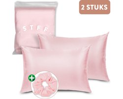 STFF & Co® Satijnen Kussensloop – 2 Stuks – Anti Age Silk – Zijden Zacht – Satijn Haarverzorging – Krullend Haar Producten – Huidverzorging – Curly Girl Producten – 60x70 cm – Roze