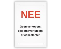 Sticker geen deurverkoop transparant - geen verkopers, geloofsovertuigers of collectanten - deursticker geen deur aan deur verkoop -geen colportage sticker