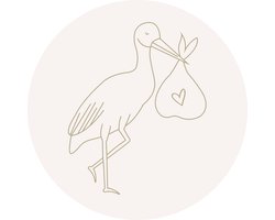 Sticker Ooievaar - Sticker Baby nieuws - 50 Stuks - Geboortesticker - Sluitzegel - Beige - Zwanger - Babyshower versiering - Studio le petit