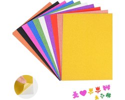 Stickers - 10 Stuks - Eva Glitter Schuim Vellen - Zelfklevende Glitter Papier Vellen - 10 Kleuren - Schuim Hobby Vellen - Kan Op Maat Worden Gesneden - Voor Diy Kunst/Hobby Projecten, Kinderactiviteiten, Klaslokalen, Scrapbooken En Feesten - 20x30 CM