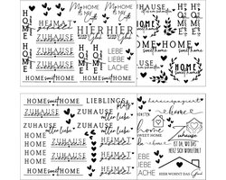 Stickers ca. A5, 19 x 14 cm, groot formaat, transfers, 4 stuks, spreuken voor Raysin voor Keraflott meubels, glas, hout, doe-het-zelf, decoratie, rubons, stickers zee (Home Sweet Home)