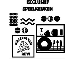 Stickerset voor de Ikea Duktig Speelkeuken | Exclusief speelkeuken| Pizzeria | 6-delig | 5 kleuren leverbaar | Gepersonaliseerd | met naam