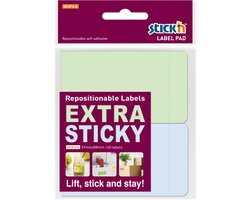 Stick'n Label Etiket - 51x88mm - Extra Sticky - Pastel Blauw - Pastel Groen - 60 Sticky Notes