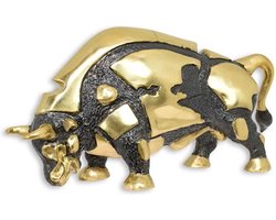 Stier - Bronzen Beeld - Moderne Kunst - Brons Sculptuur - Decoratie - Zwart en Goud - 58x20x30