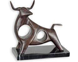 Stier - Bronzen Beeld - Stieren Sculptuur - Kunst Decoratie - Brons Beeldje - 25x10x22