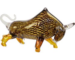 Stier - Murano Glas - Stieren Beeld - Glazen Beelden - Decoratie Sculptuur - Murano stijl Bull - Tafeldecoratie - Woondecoratie - 40x14x23