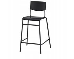 STIG Bar Kruk Zwart - 63 cm Hoog - Stapelbaar & Comfortabel