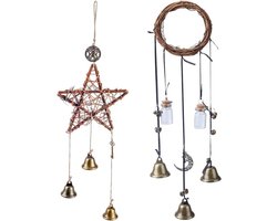 Stijl Heks Klokken Magic Wind Chimes - Rotan En Legering Deurknop Opknoping Bells - Deurknop Hanger Hekserij Decor - Wicca Bell voor Home Bescherming - Deur Auto Muur Decor - Zegen Geschenken