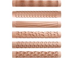 Stijlen Klei Modellering Patroon Rollen Houten Textuur Rollers - Handgemaakte Klei Deegroller - Geweven Hand Roller - Aardewerk Gereedschap - DIY Craft (Type 2)