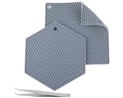 stijlen siliconen domingmat, vierkant en zeshoekig, honingraatonderzetter, onderzetters, lepelhouder, harsopvangmat, hittebestendige synthetische rubberen onderleggers, keukengereedschap met pincet voor knutselwerkjes