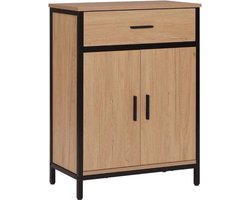 Stijlvol Badkamer Kastje – Vrijstaand – 2 Deuren – 1 Uitschuiflade – Waterafstotend – RVS Frame – Hout – 40x60x80 CM – Modern Design