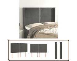 Stijlvol Donkergrijs Hoofdbord van Fluweel Klassieke Hoofdbord - Fluweel Hoofdbord - Donkere Grijze Hoofdbord - Hoofdbord Met Pootjes - Hoofdbord Verhogen