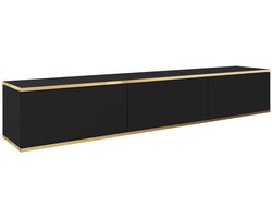 Stijlvol Hangend TV-Meubel met Gouden Accenten – Moderne Lowboard TV-Kast voor Woonkamer, Hoogwaardig Design (30x175x32 cm) – TV-Meubel Dayn RTV 175 (Zwart)