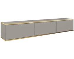 Stijlvol Hangend TV-Meubel met Gouden Accenten – Moderne Lowboard TV-Kast voor Woonkamer, Hoogwaardig Design (30x175x32 cm) – TV-Meubel Dayn RTV 175 (Grijs)