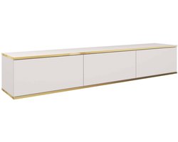 Stijlvol Hangend TV-Meubel met Gouden Accenten – Moderne Lowboard TV-Kast voor Woonkamer, Hoogwaardig Design (30x175x32 cm) – TV-Meubel Dayn RTV 175 (Wit)