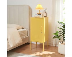 Stijlvol Nachtkastje met Afsluitbare Deur en Ventilatiesleuven - Geel