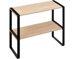 Stijlvol Rek met 2 Niveaus - Zwart Houten Opbergrek (40 x 35 cm)