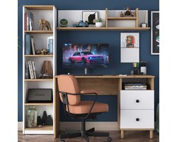 Stijlvol Studiebureau Woody Fashion | 120 x 50 x 162 cm | Wit - Asir Group - Bureau - Wit - Spaanplaat -