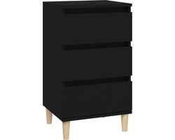 Stijlvol zwart nachtkastje van bewerkt hout Nachtkastje - Nachtkast - Slaapkamer - Kastje - Bureau