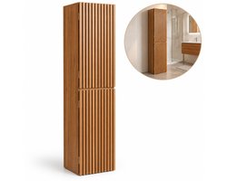 Stijlvolle Badkamerkast - Badkamerkast - Greeploze Deuren - 35 x 33 x 160 cm - Bruin