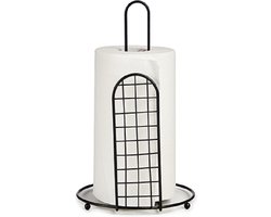 Stijlvolle basic metalen keukenrolhouder zwart 18 x 31 cm