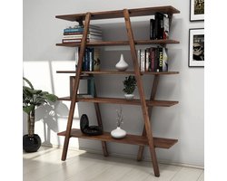 Stijlvolle Boekenkast - Walnootkleur - 120x148x30cm - Duurzaam Dennenhout