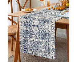 Stijlvolle Boho Tafelloper met Vintage Geometrisch Ontwerp voor Feestelijke Tafeldecoratie