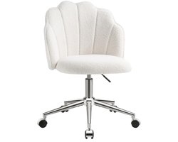 Stijlvolle bureaustoel met zachte bekleding, verstelbare zithoogte en wieltjes - Wit