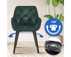 Stijlvolle Eetkamerstoel met Armleuning van Fluweel - Groen