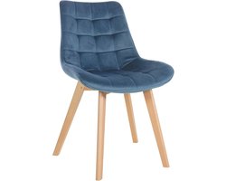 Stijlvolle Eetkamerstoel met Fluwelen Bekleding - Scandinavisch Design - Blauw