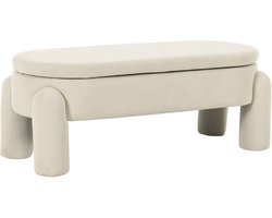 Stijlvolle en moderne opbergbank voor slaapkamer, garderobe, entree en woonkamer met opbergruimte, hoogwaardige chenille-stof met massief houten frame, antislipbank (beige)