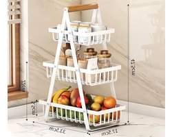 Stijlvolle fruit- en broodmand voor keuken en kantoor, ideaal voor groenten, snacks en fruit, met een afneembaar rek in blauw en wit