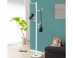 Stijlvolle Garderobehanger met 6 Haken en Zware Marmeren Voet - Metalen Kapstok