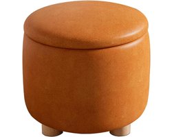 Stijlvolle gestoffeerde ronde opbergpoef voor woonkamer en slaapkamer - verborgen opbergoplossing, perfect voor loungekleedkamer en moderne woondecoratie