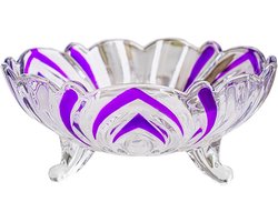 Stijlvolle Glazen Fruitschaal Kristal Design voor Salontafel en Eettafel - Paars